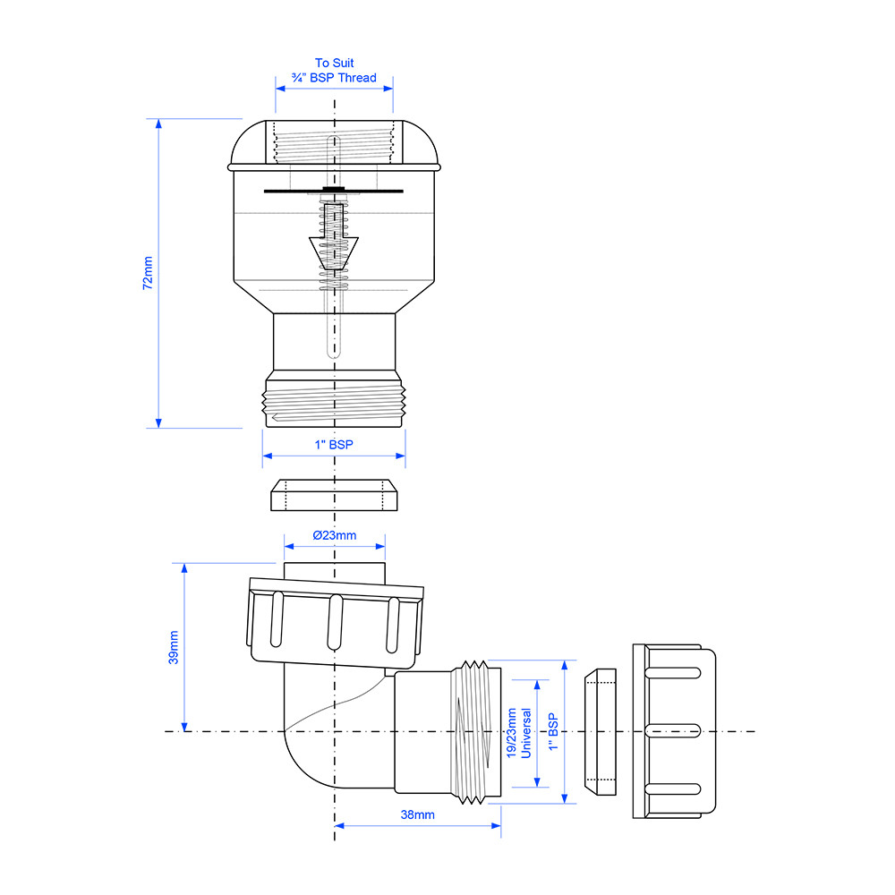 Сифон для кондиционера угловой McALPINE TUNVALVE - фото 2 - id-p75265701