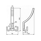 Крючок мебельный трехрожковый WP11 (хром матовый), фото 2