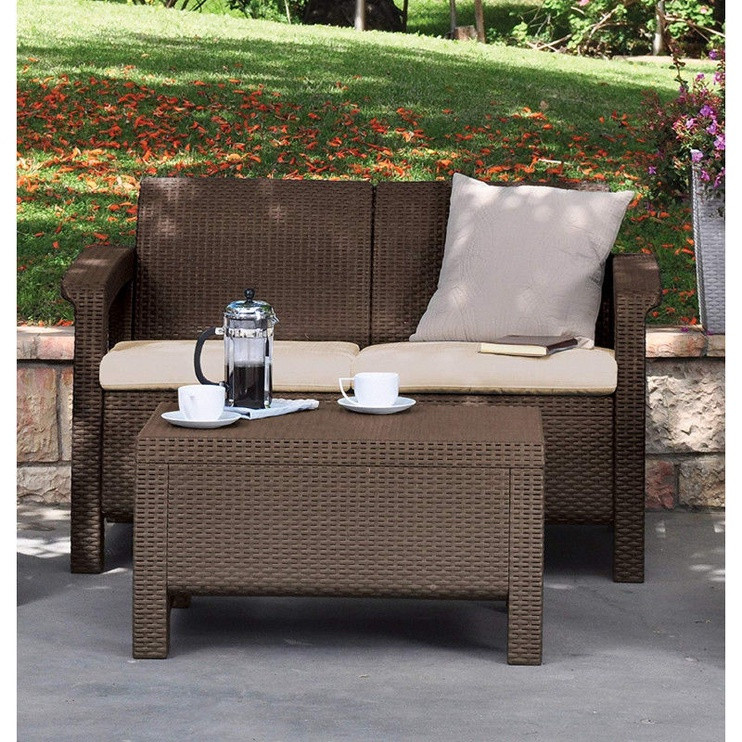Комплект садовой мебели "Corfu Sofa+Table" (диван и столик), коричневый - фото 2 - id-p121342670