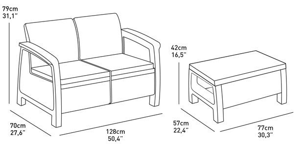 Комплект садовой мебели "Corfu Sofa+Table" (диван и столик), коричневый - фото 3 - id-p121342670