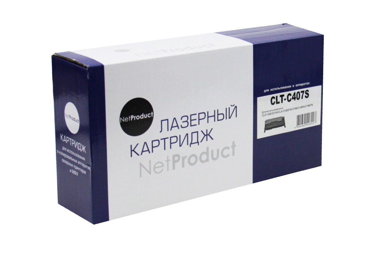 Картридж CLT-C407S (для Samsung CLP-320/ CLP-325/ CLX-3180/ CLX-3185) NetProduct, голубой