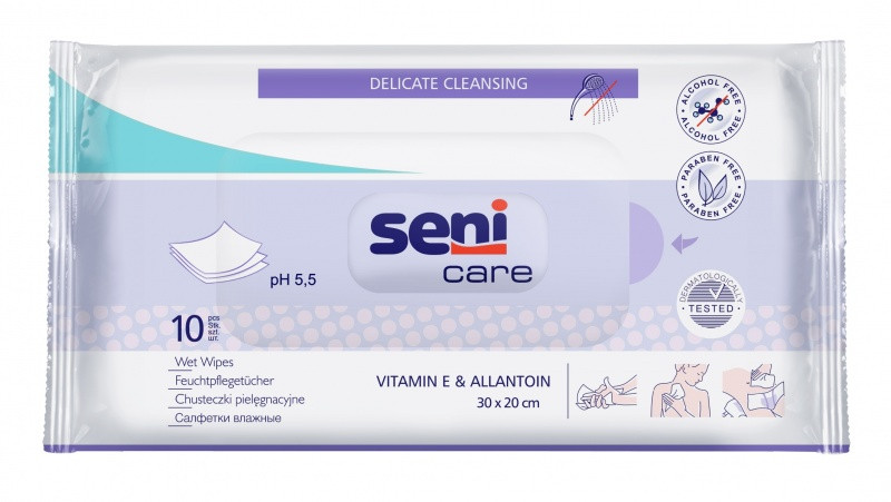 Салфетки влажные Seni Care с витамином Е (10 шт.)