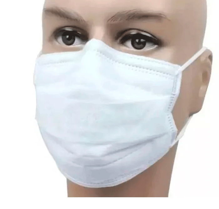 Защитная маска, белая (трёхслойная) с резинками для ушей (не медицинская)