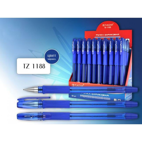 Ручка BLISS: СИНЯЯ, с чернилами на масляной основе, прозрачный корпус с резиновым держателем, арт. TZ - фото 1 - id-p121371828