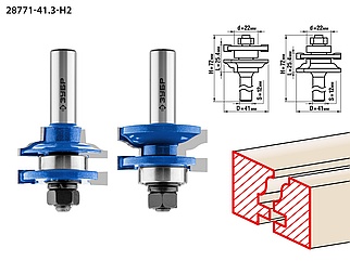 Набор фрез рамочных №1, D= 41мм, рабочая длина-25,4мм, хв.-12мм, d-22мм, ЗУБР Профессионал 28771-41.3-H2