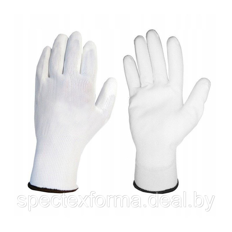 Перчатки нейлоновые с полиуретоновым покрытием белые