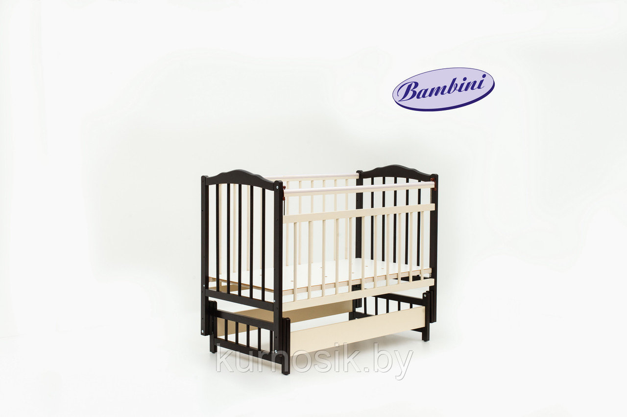 Кроватка Bambini (Бамбини) 11 темный орех+слоновая кость - фото 2 - id-p7709357