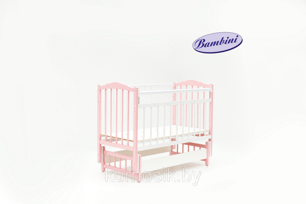 Кроватка Bambini (Бамбини) 11 бело-розовая - фото 2 - id-p7709672