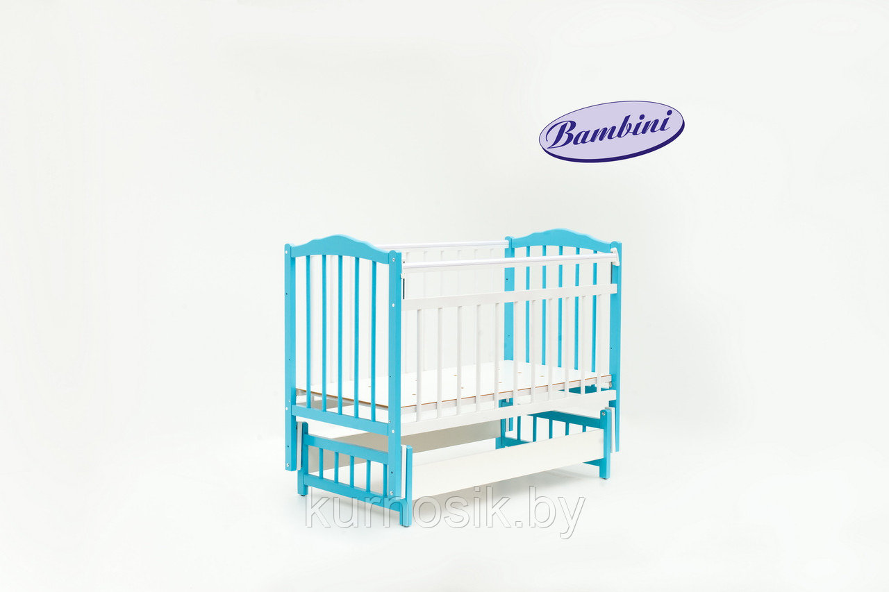 Кроватка Bambini (Бамбини) 11 бело-голубая - фото 2 - id-p7709677