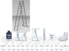 Лестница алюм. 2-х секц. 299/550см 2х12 ступ., 12,0кг PRO STARTUL (ST9946-12)
