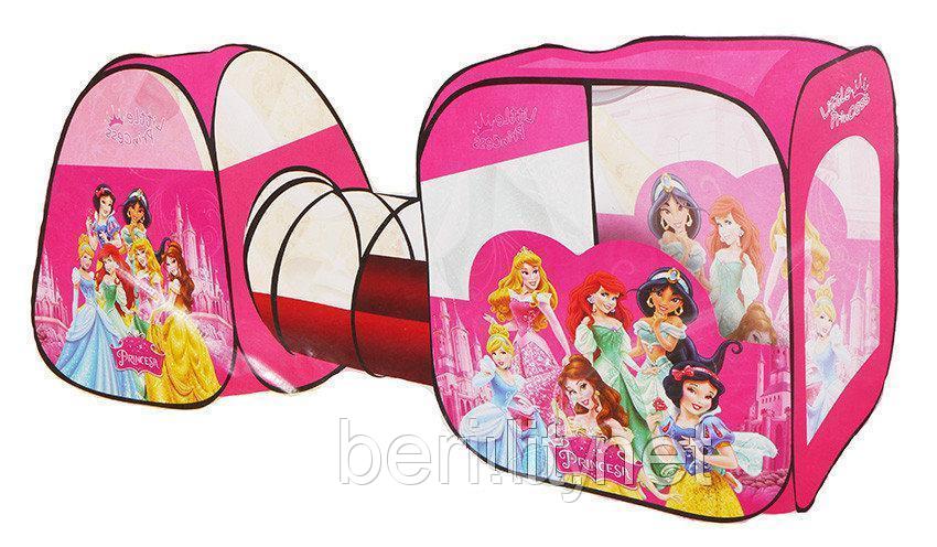 Детская игровая палатка 8015 "Барби", 3 в 1 двойная, домик с туннелем 270х92х92 см, розовая - фото 3 - id-p121441610