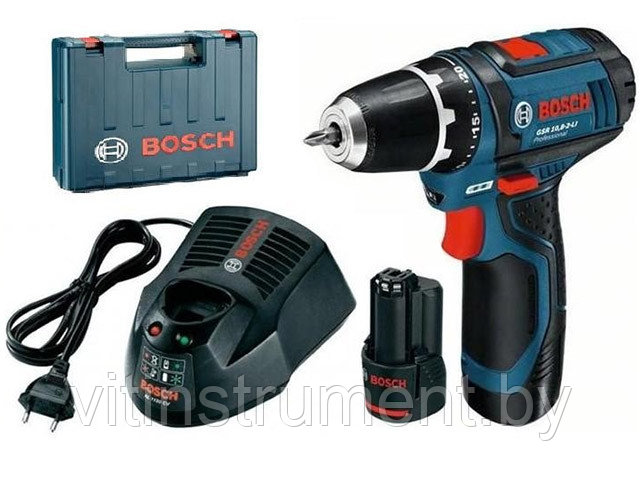 Аккум. дрель-шуруповерт BOSCH GSR 12V-15 в чем. (12.0 В, 2 акк., 2.0 А/ч Li-Ion, 2 скор., 30 Нм, шурупы до 7 м