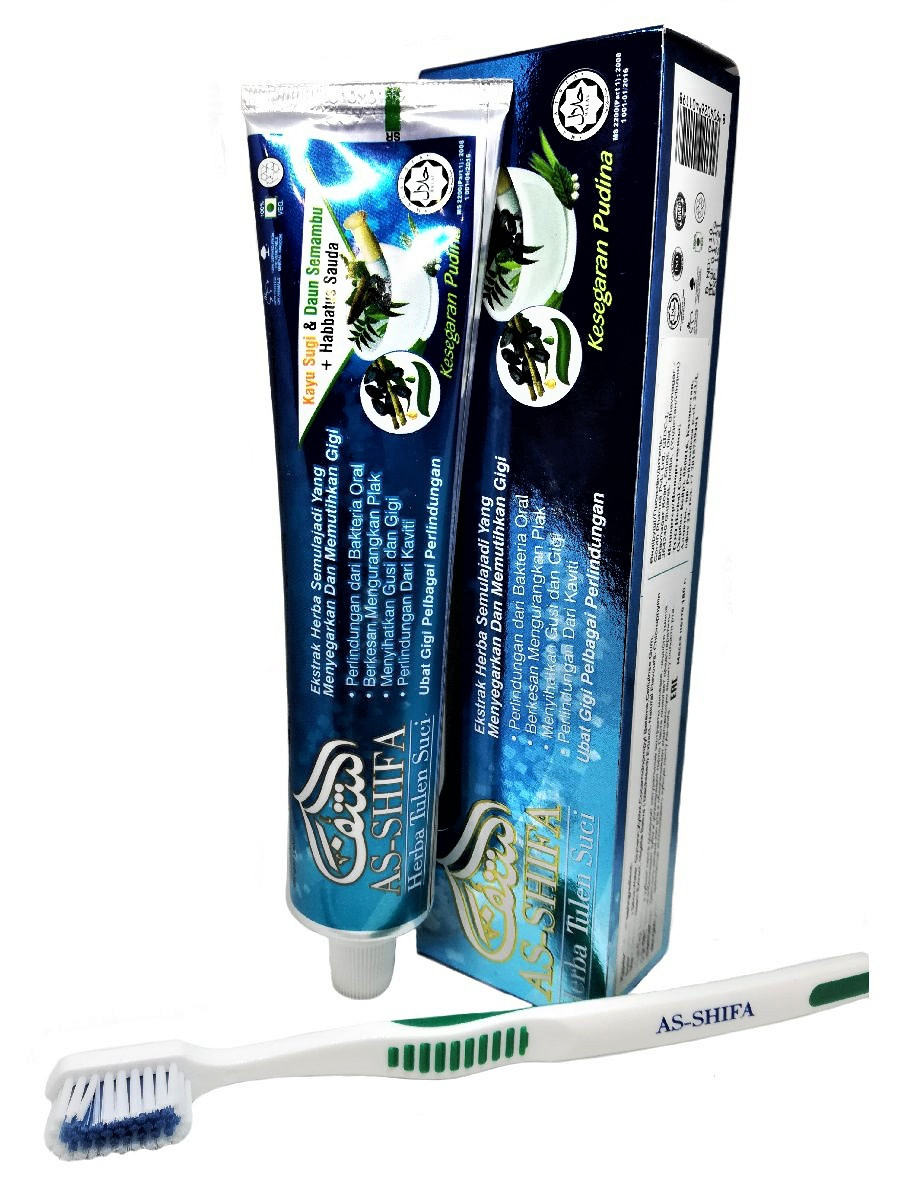 Зубная паста Мисвак+Ним+Черный Тмин As-Shifa, 150г мульти защита, с зубной щеткой - фото 1 - id-p121505528