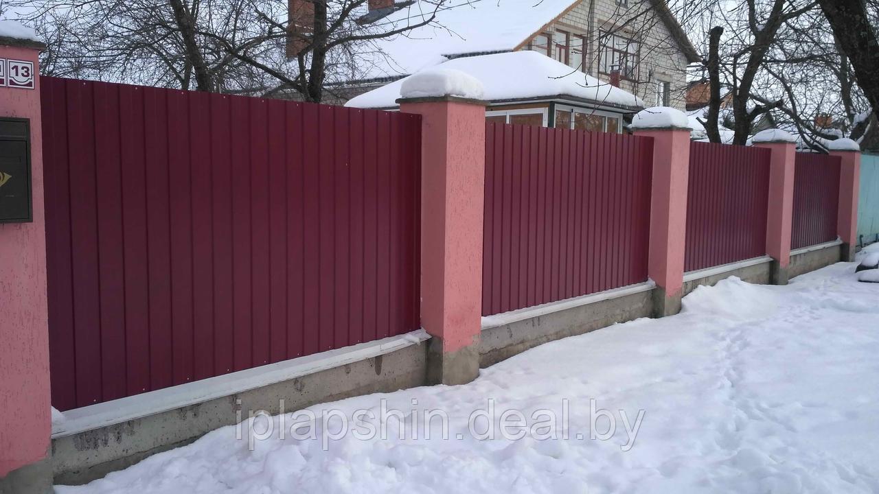 Забор с кирпичными столбами в Гомеле - фото 4 - id-p121512122