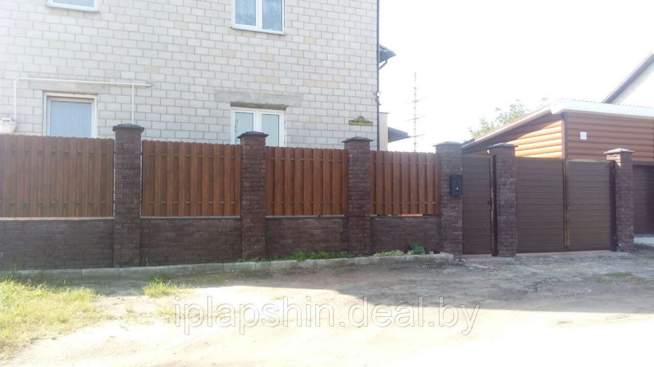 Забор с кирпичными столбами в Гомеле - фото 2 - id-p121512122