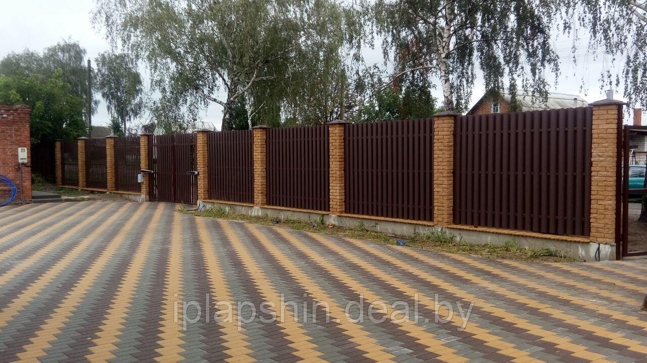 Забор с кирпичными столбами в Гомеле - фото 5 - id-p121512122