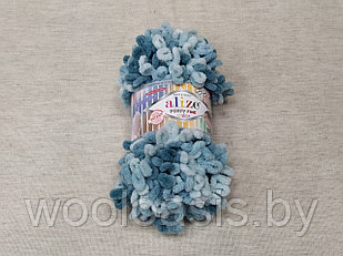 Пряжа Alize Puffy Fine Color, Ализе Пуффи Колор, турецкая, плюшевая, 100% микрополиэстер, для ручного вязания (цвет 6064)
