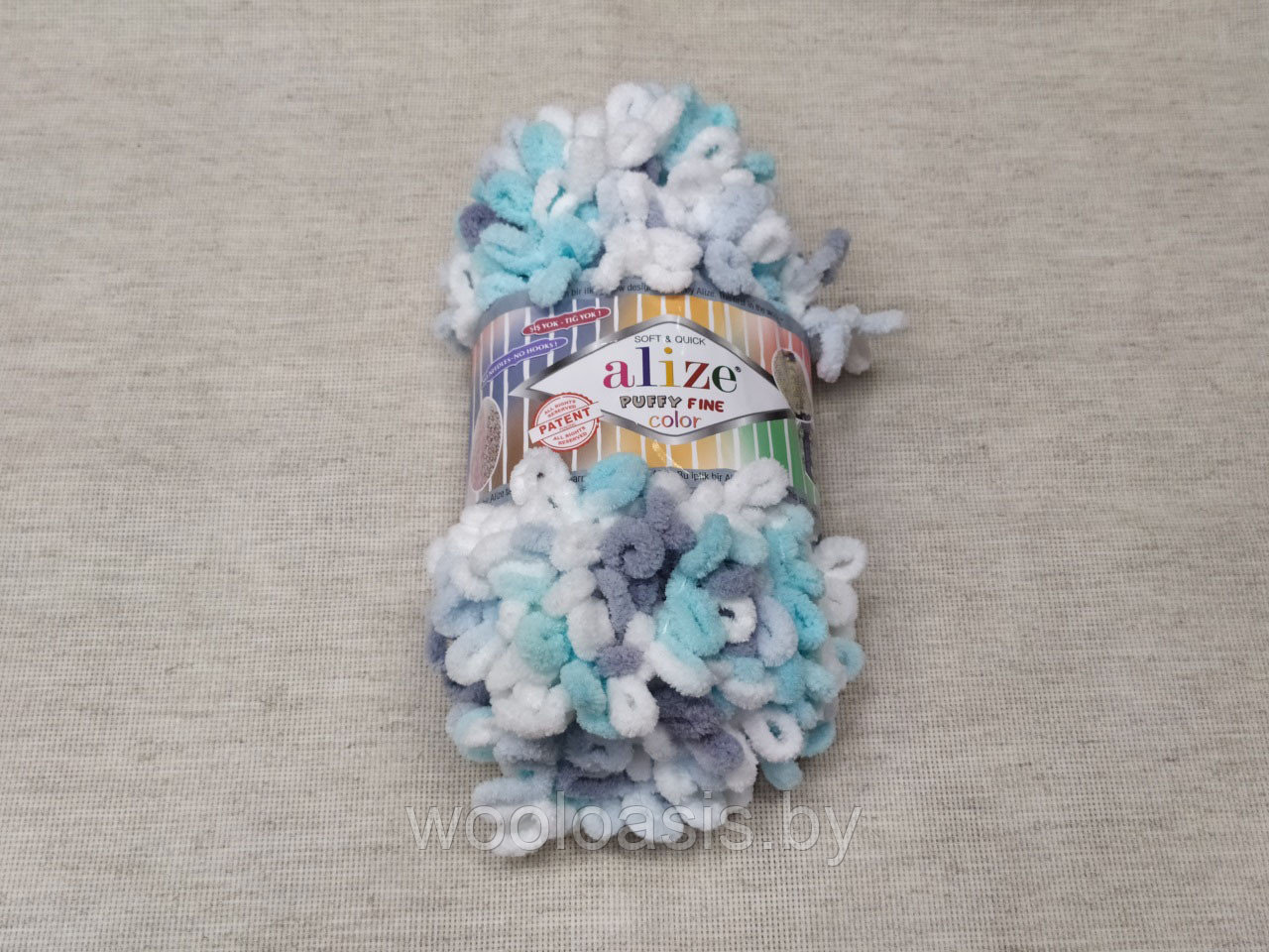 Пряжа Alize Puffy Fine Color, Ализе Пуффи Колор, турецкая, плюшевая, 100% микрополиэстер, для ручного вязания (цвет 5939)