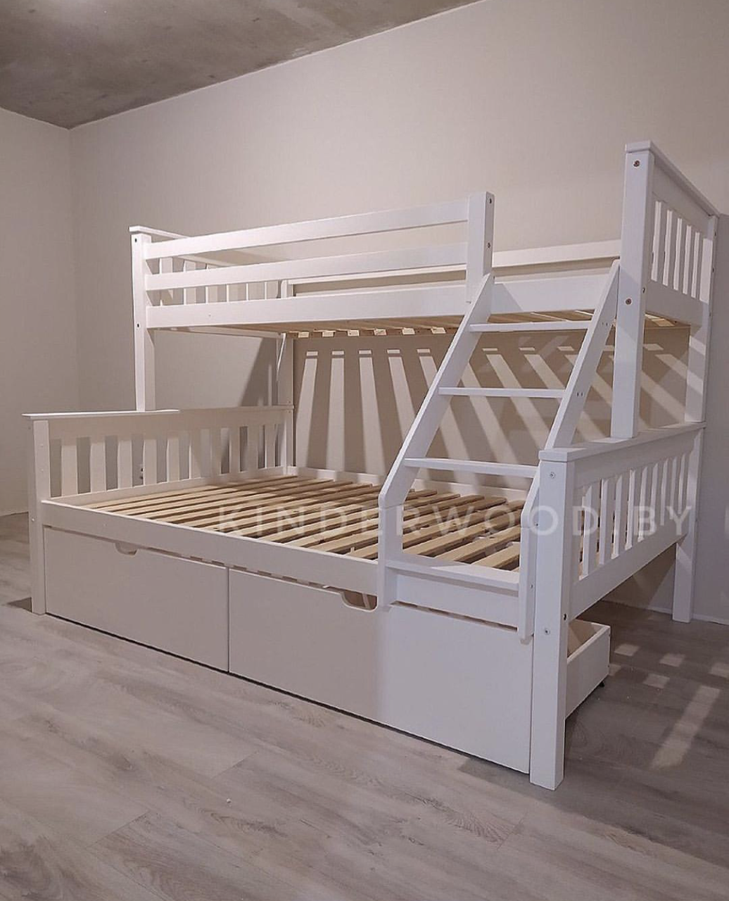 Детская двухъярусная кровать "Вуди-7" с ящиками цвет белый - фото 2 - id-p98753103