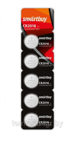Литиевой элемент питания CR2016/5B Smartbuy - фото 1 - id-p121535721