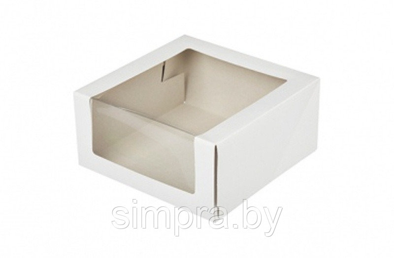 Коробка для торта 180х180х100 мм с окном - фото 1 - id-p121549284