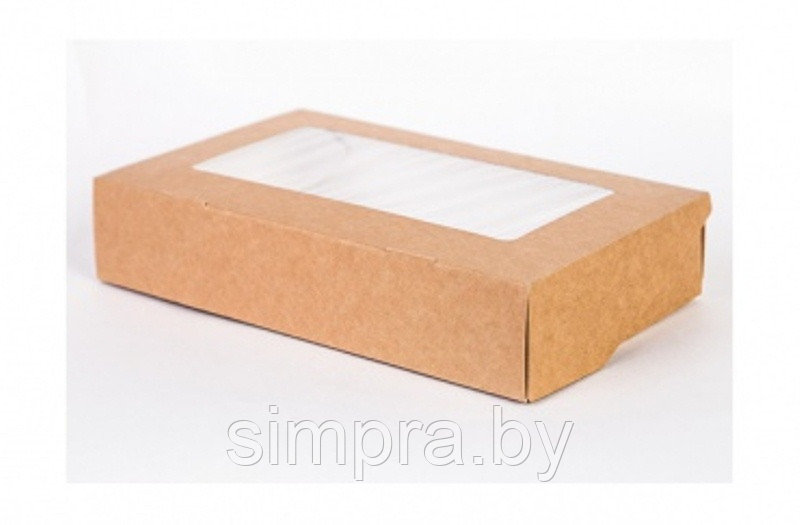 Коробка 20х12х4 см с окном крафт - фото 1 - id-p121549410