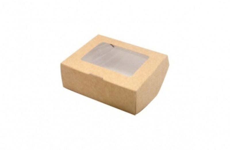 Коробка 10х8х3,5 см с окном крафт