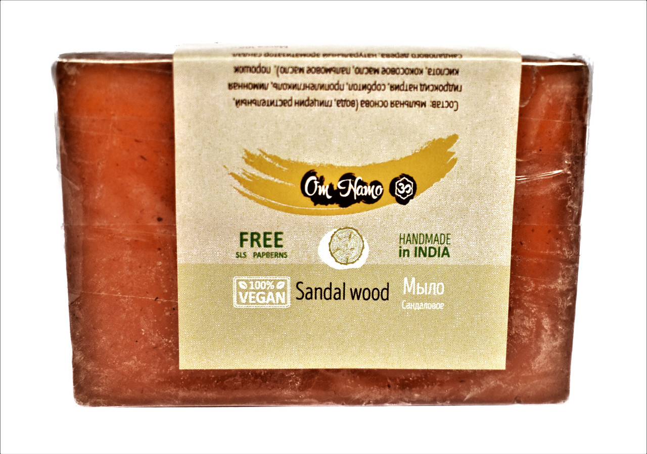Мыло натуральное Сандаловое Дерево, Om Namo, Vegan 100%, 100 г - антисептическое