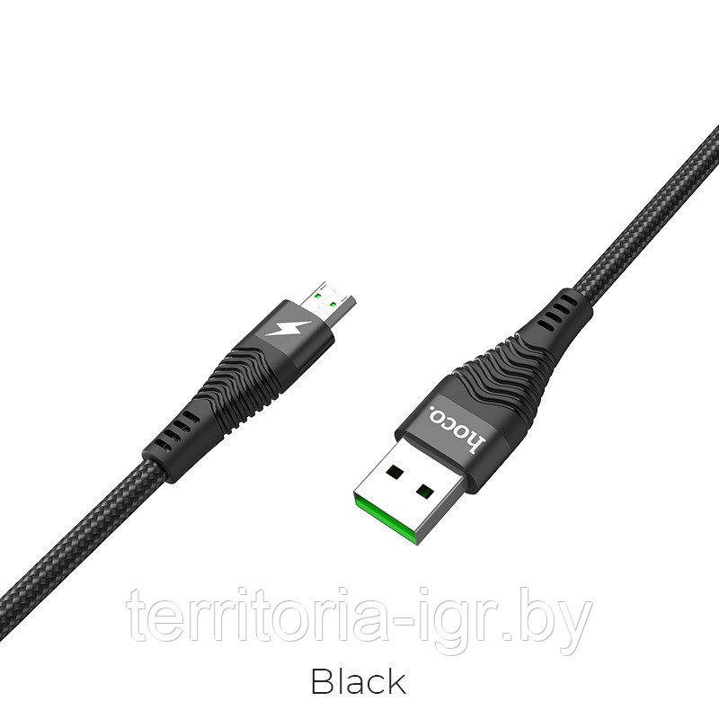 Дата-кабель U53 Micro USB 1.2м. 4А. черный Hoco - фото 2 - id-p121550254