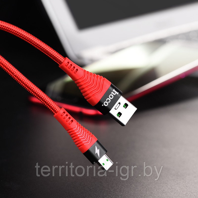 Дата-кабель U53 Micro USB 1.2м. 4А. красный Hoco - фото 6 - id-p121550392