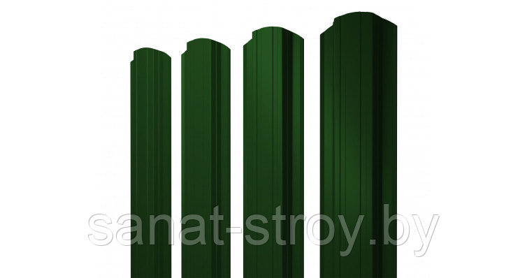 Штакетник Прямоугольный фигурный 0,45 PE-Double RAL 6005 зеленый мох - фото 1 - id-p121574588