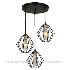 Люстра подвесная 3*60Вт E27 : MD.3099-3-P BK+AB
