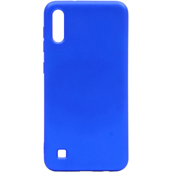 Силиконовый чехол Silicone case синий для Samsung Galaxy A01 - фото 1 - id-p121582114