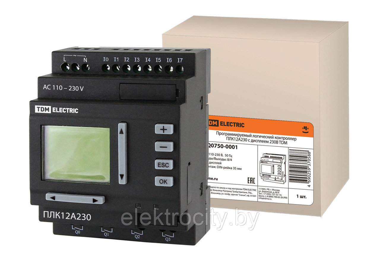 Программируемый логический контроллер ПЛК12A230 с дисплеем 230В TDM - фото 1 - id-p121587456