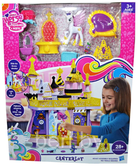 BL069 Замок для пони, My Little Pony, с аксессуарами, 2 этажа, 28 предметов - фото 2 - id-p121587775