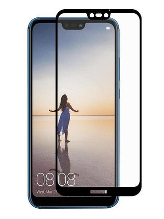 Защитное стекло для Huawei P20 Lite с полной проклейкой (Full Screen), черное, фото 2