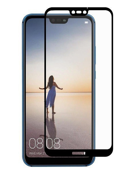 Защитное стекло для Huawei P20 Lite с полной проклейкой (Full Screen), черное - фото 1 - id-p120121773
