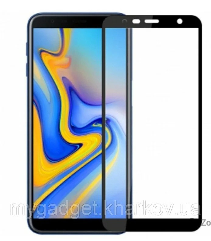 Защитное стекло для Samsung Galaxy J6 Plus 2018 (J610F) с полной проклейкой (Full Screen), черное - фото 1 - id-p121693980