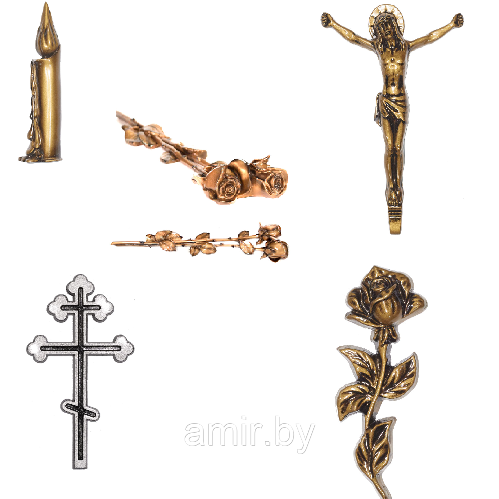 Крест на памятник католический 017 12х6.5см. Цвет: Золото. Материал: полимергранит - фото 2 - id-p121714488