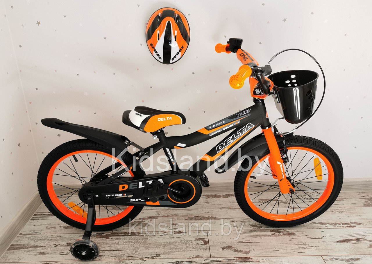 Детский велосипед Delta Sport 18'' + шлем (оранжево-черный)