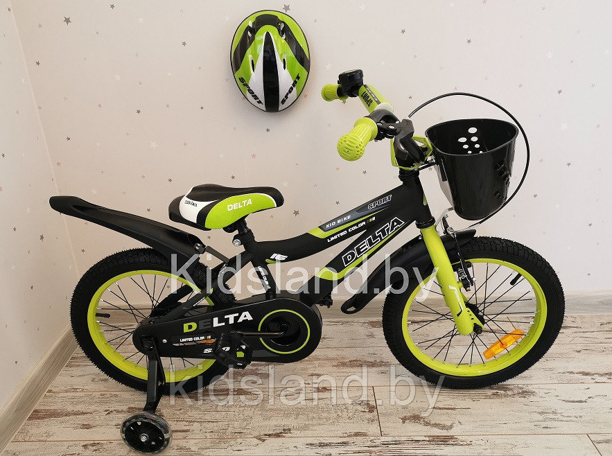Детский велосипед Delta Sport 16'' + шлем (салатово-черный), фото 1