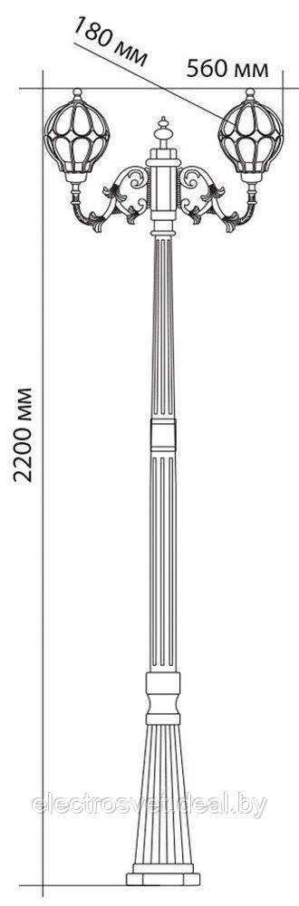 Светильник садово-парковый Feron PL3708 столб круглый 2*60W 230V E27, черное золото - фото 2 - id-p121843077