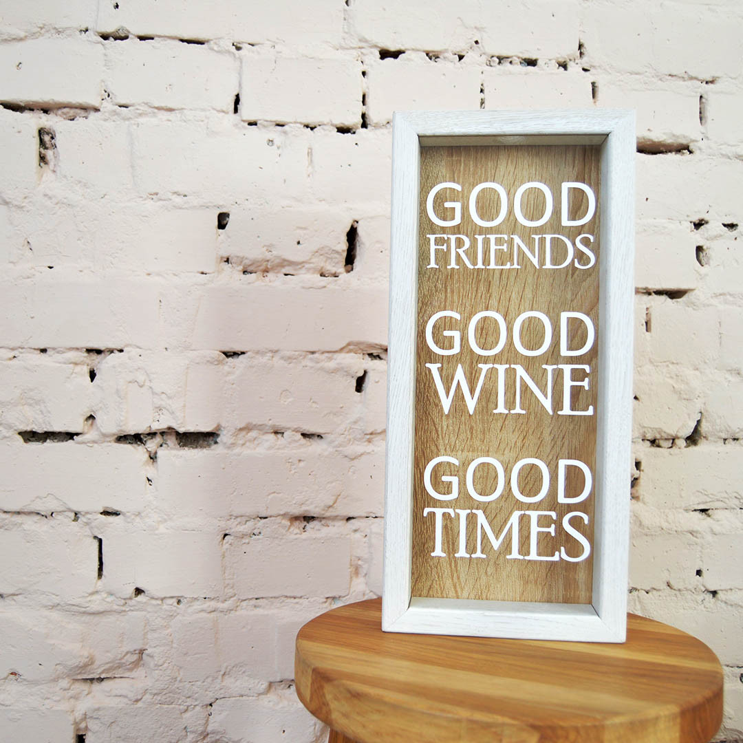 Копилка для винных пробок 18х40см белый, "GOOD FRIENDS, GOOD WINE..."