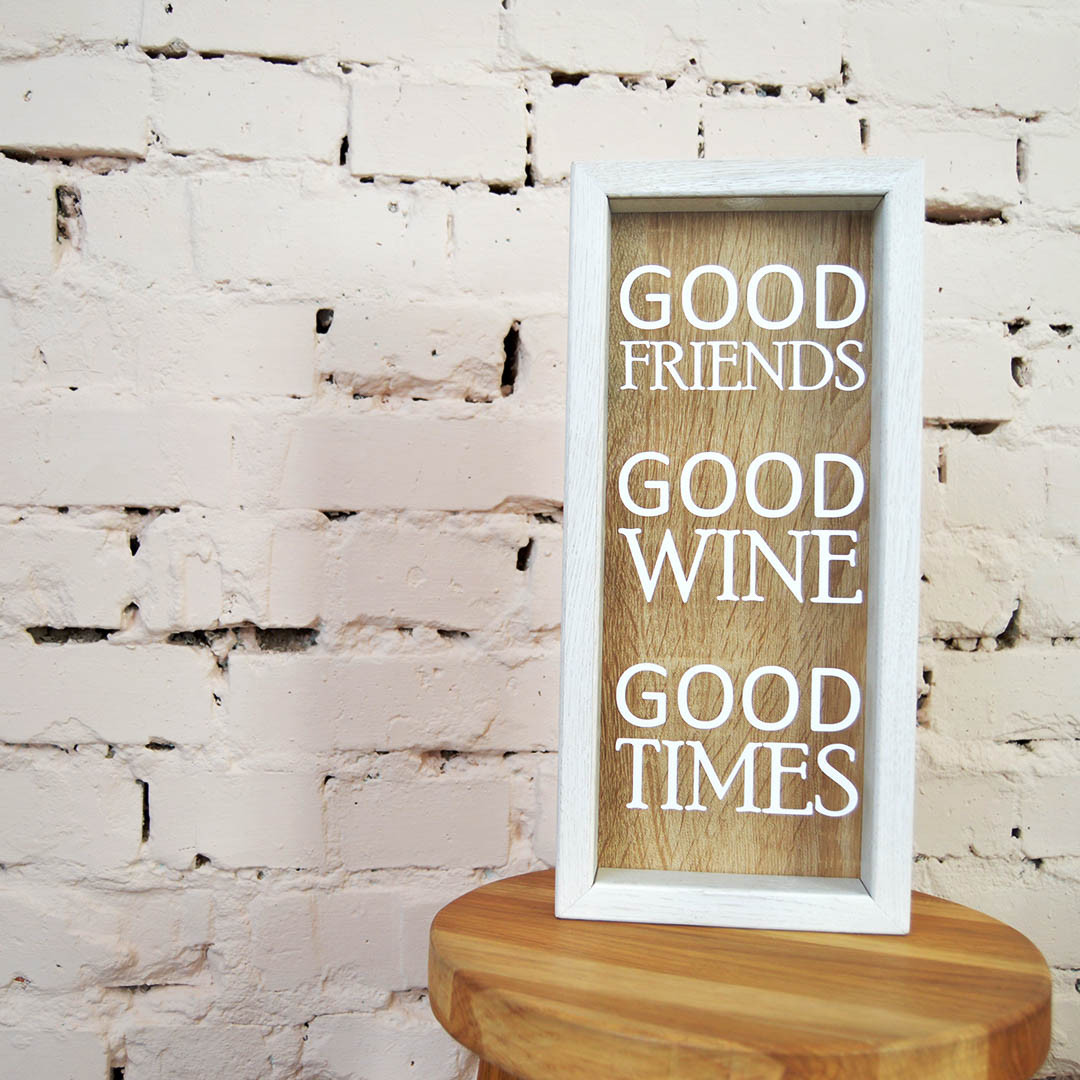 Копилка для винных пробок 18х40см белый, "GOOD FRIENDS, GOOD WINE..." - фото 1 - id-p121845331