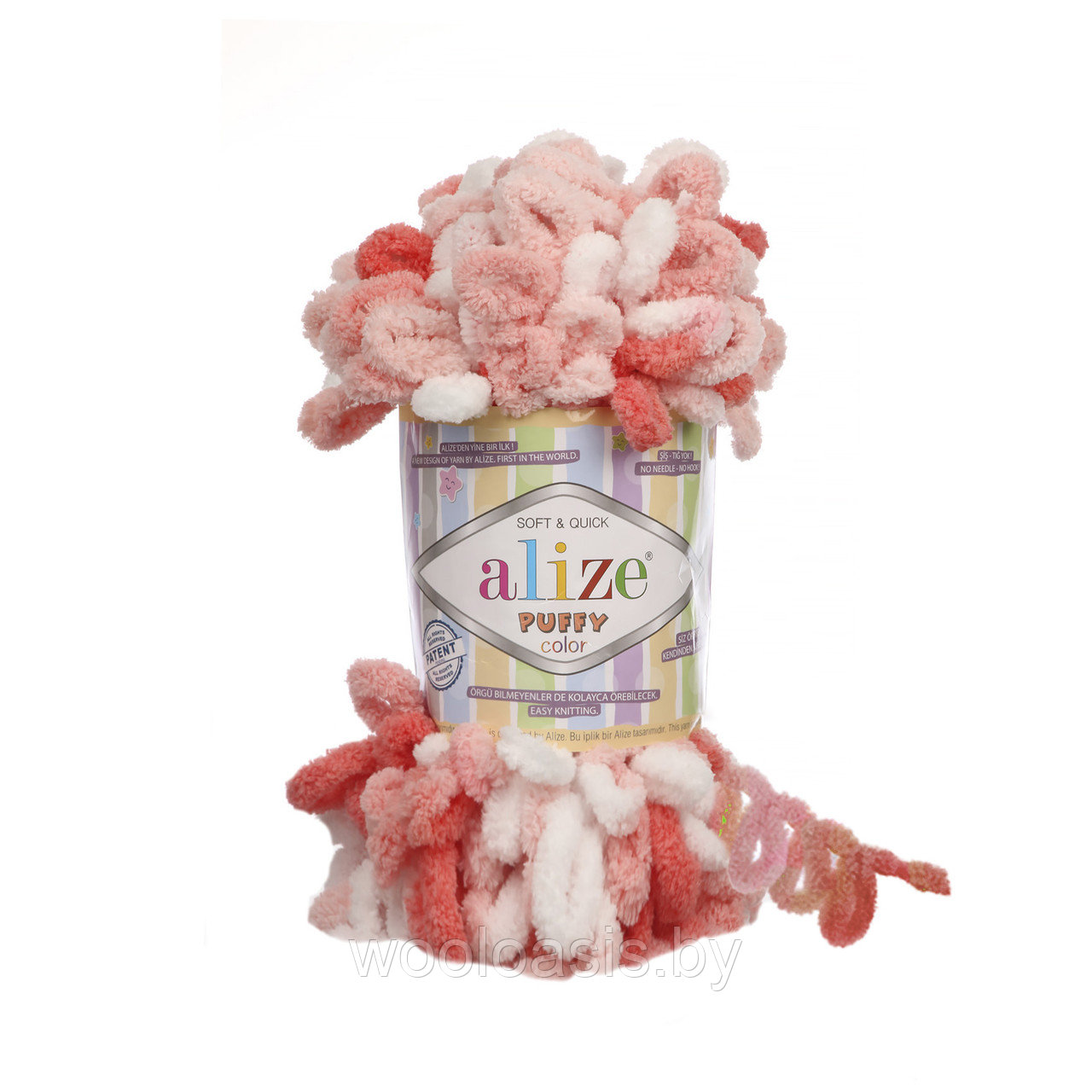 Пряжа Alize Puffy Color, Ализе Пуффи Колор, турецкая, плюшевая, 100% микрополиэстер, для ручного вязания (цвет 5922) - фото 1 - id-p121864854