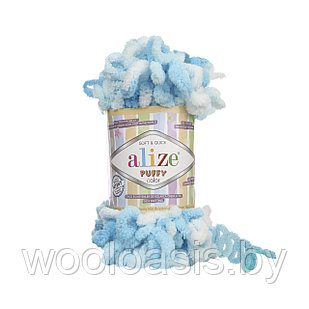 Пряжа Alize Puffy Color, Ализе Пуффи Колор, турецкая, плюшевая, 100% микрополиэстер, для ручного вязания (цвет 5924)
