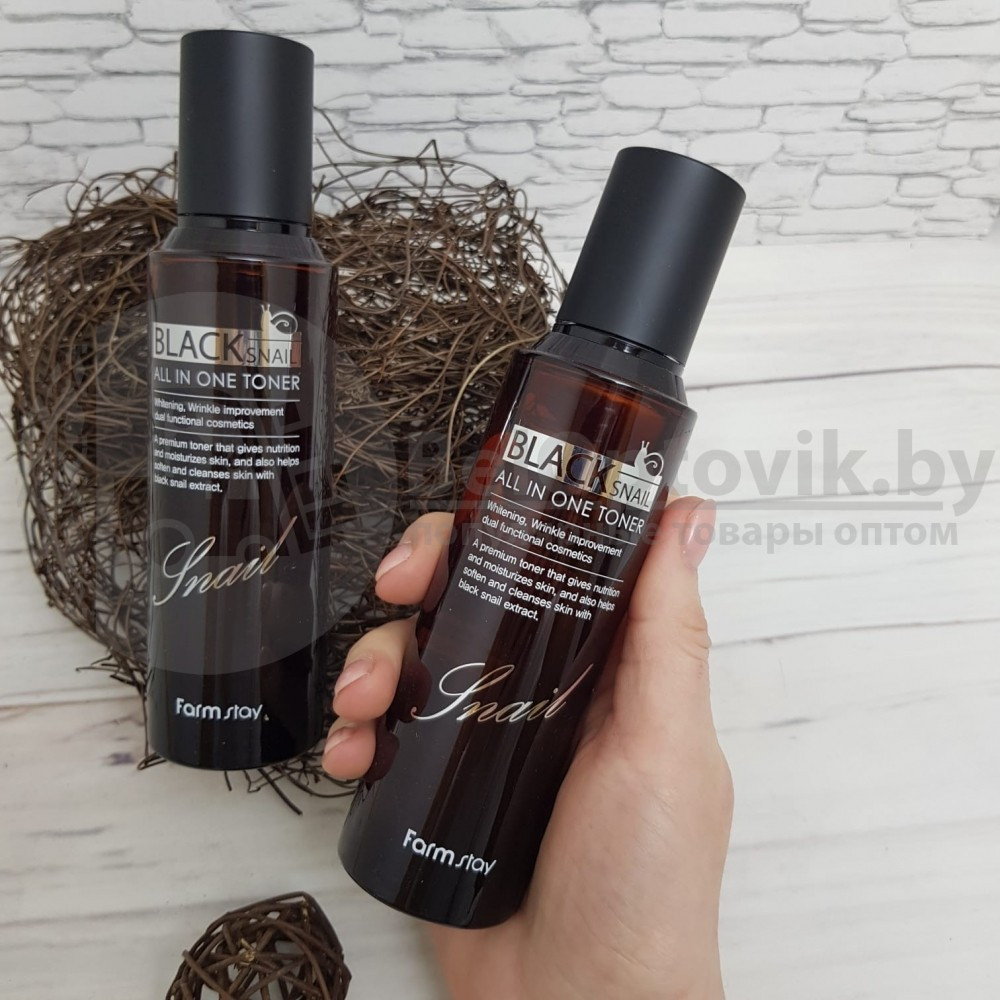 Многофункциональный тонер для лица с муцином чёрной улитки FarmStay Black Snail All-In One Toner 150ml, - фото 3 - id-p121894715