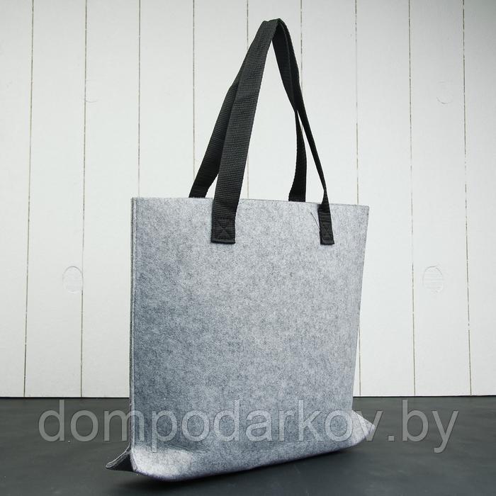 Сумка-шоппер "Лиса", фетр, цвет серый - фото 2 - id-p121904514