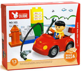 Конструктор Dubie 103 Автозаправка (аналог Lego Duplo) 13 деталей