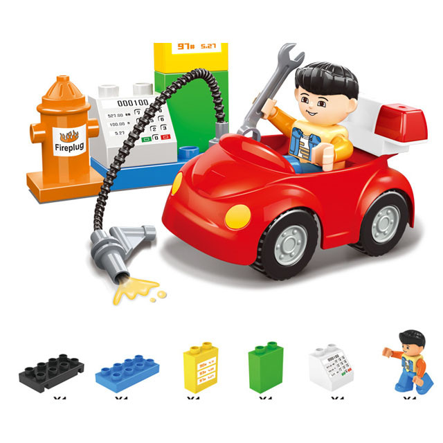 Конструктор Dubie 103 Автозаправка (аналог Lego Duplo) 13 деталей - фото 3 - id-p121909069